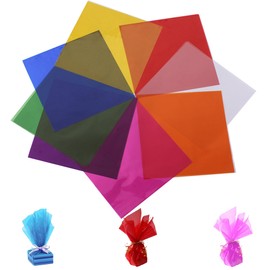 DELUXEFOX Color Cellophane, 80 Pieces, 7.5 x 7.5 inches (19 x 19 cm), Color Cellophane, Children's Crafts, DIY, Decoration, Packaging, Transparent Paper, Cellophane Wrapping, Graduation Gift Wrapping,