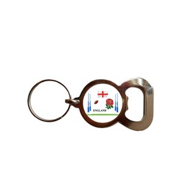 Rugby England Rose Nation Sport Bottle Opener Metal Keyring and Velvet Gift Bag