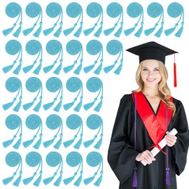 Woanger 30 Pcs 2025 Graduation Cords 67 Inch Braided Honor Cord with Tassels for College Graduation Students Bachelor Master Doctor Grad Decor(Sky Blue)