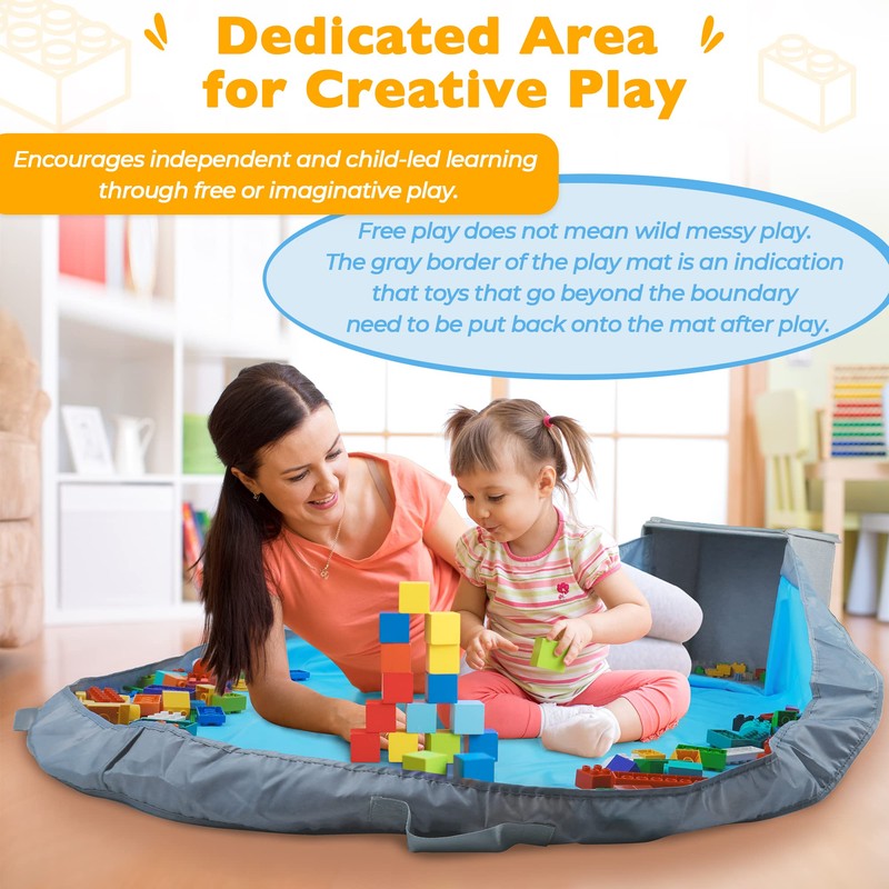 SAM AND MABEL Toy Storage Organizer with Play Mat –