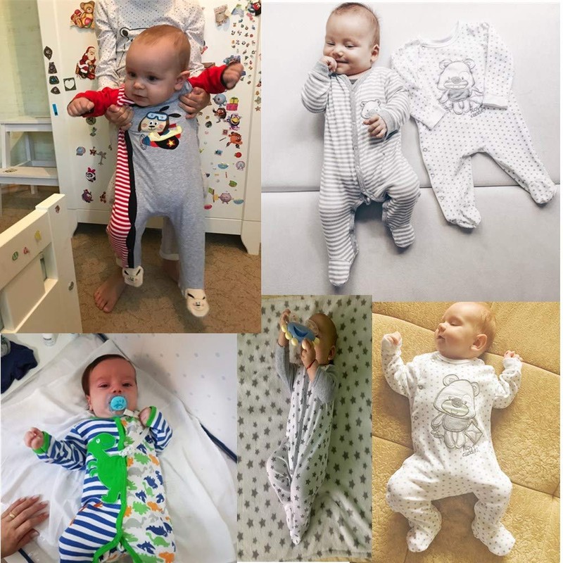 Kiddiezoom Baby Boys Cartoon Giraffe 100% Organic Cotton 2-Pack Coverall