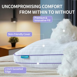 SLEEPDIARY Pillows Standard Size Set of 4,Hotel-Quality Bed Pillows with Zipper for Adjustable Loft, Machine Washable, Down Alternative Filling for Back, Side & Stomach Sleepers, White