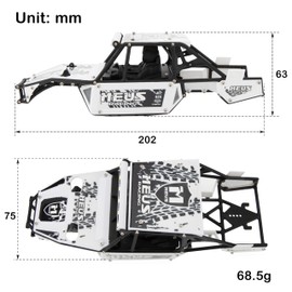 MEUS RACING Mantis24 Body with Roll Cage for Axial 1/24 SCX24 RC Crawler (White)