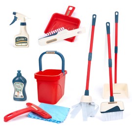 Joyfia Toddler Cleaning Set, 10-Piece Detachable Kids Cleaning Set Includes Broom, Dustpan, Mop, Brush, Spray, Scraper, Bucket and More, Pretend Play Housekeeping Kit for Boys Girls Aged 3+