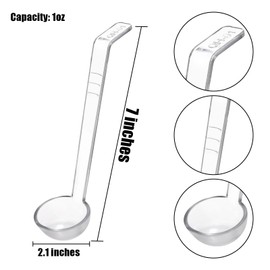 Coloch 20 Pack 1oz Plastic Small Ladle, 7 Inch Clear Mini Ladle Long Handle Punch Bowl Ladle Mini Serving Spoon for Juice, Topping, Dressing, Soup, Gravy, Pouch Bowl, Cocktail