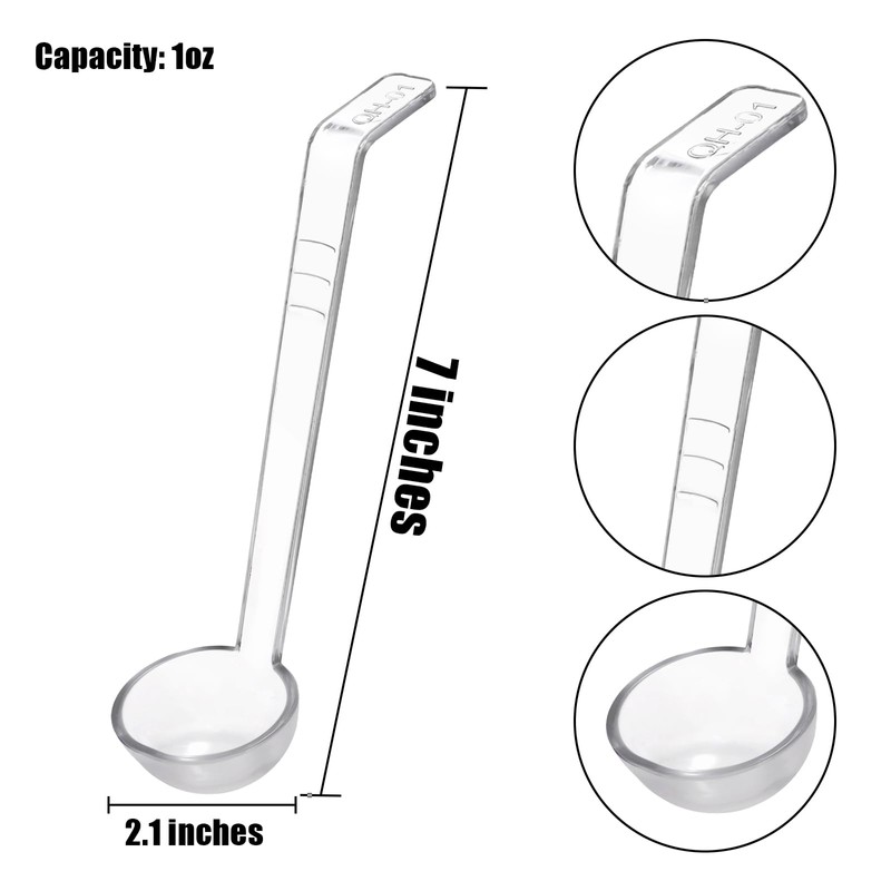Coloch 20 Pack 1oz Plastic Small Ladle, 7 Inch Clear