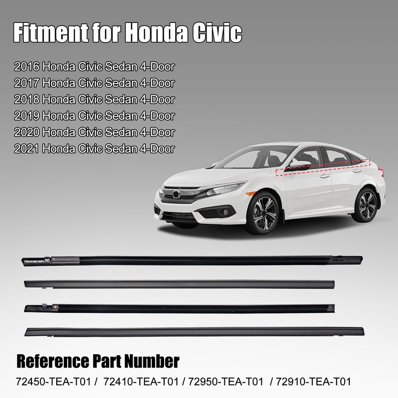KAFKOF Window Molding Trim Seal for Honda Civic 2016-2021 Accessories,