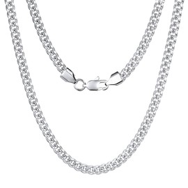 VEXXS Curb Chain Gold Men's 4/5 mm, Gold Chain Men's 14 Carat Gold-Plated Cuban Stainless Steel Necklace Men's Chain, Cuban Link Chain Gold Chain for Men Women Men Boys Jewellery Gift, 46-66 cm, Gold