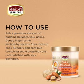 African Pride Budín De Rizos Hinchables Shea Miracle (Paquete De 3) - Contiene Manteca De Karité Y Mango Africano Para Definir Rizos Y Bobinas Y Domar El Encrespamiento Del Cabello, 15 Oz