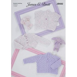 James Brett Double Knit Knitting Pattern Baby Lace Detail Cardigans & Bolero (JB682)
