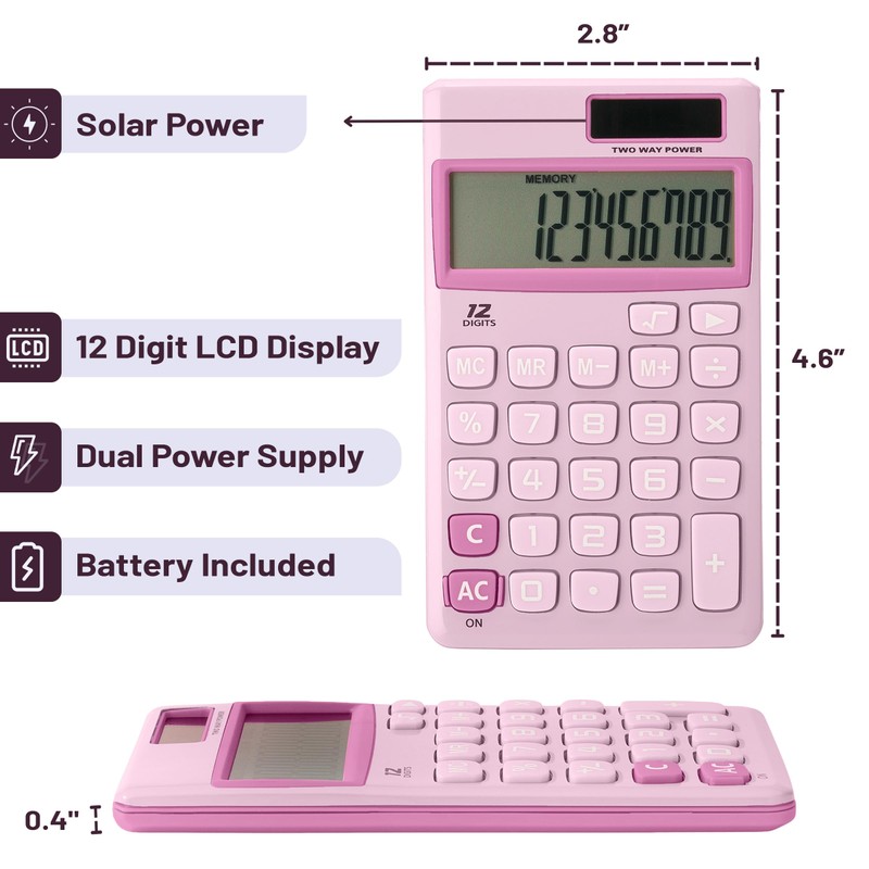 Mr. Pen- Standard Function Calculator, 12Digits, Small Calculator, Purple Small