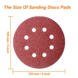 50Pcs 125mm 8 Holes Sanding Discs Pads Sanding Sheets, 5 Inch 120 Grits Hook and Loop Sandpaper Sheet for Random Orbital Sander.