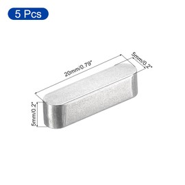 sourcing map 5Pcs Round Ended Feather Key, 5x5x20mm Stainless Steel Professional Parallel Drive Shaft Key Stock for Fasteners Mechanical Industry