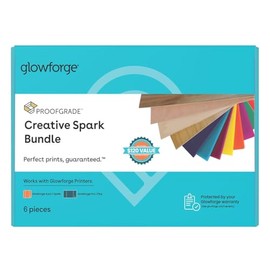Glowforge Creative Spark Bundle - 6 Sheets - 1 Sheet Each of Laser-Ready 8x12 Red, Green and Black Acrylic, 8x12 Plywood, and 6x12 Ash and Poplar Hardwood for Cutting and Engraving Projects