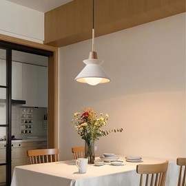 OROILUPU 7.7'' Concrete Pendant Lights Kitchen Island Hanging Lights Unique Pinecone Lampshade Industrial Chandelier Nordic Cement Pendant Light for Dining Room,Bedside,Kitchen,Hallway,1Pcs,White