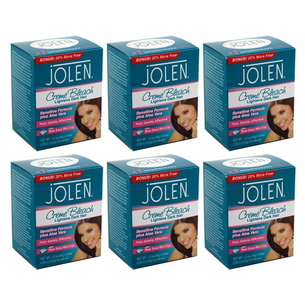 Jolen Creme Bleach Sensitive Formula Plus Aloe Vera 1oz.(pack of 6)