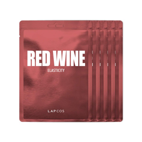LAPCOS Red Wine Sheet Mask, Daily Face Mask with Antioxidants to Restore and Soften Skin, Korean Beauty Favorite, 5-Pack