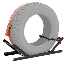 KUAFU Semi-Truck Spare Tire Carrier with Ratchet Strap Chain Truck Tire Storage Rack Portable Adjustable Tire Secure Holder with Lock