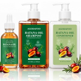 Batana Oil Shampoo and Conditioner Set-Batana Shampoo & Conditioner & Batana Oil for Hair Loss, Repairs Damage for Men & Women, Strengthening & Moisturizing Formula with Rosemary 3Packs