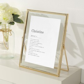 Cuspin 8x10 Picture Frame Gold Floating Frame, 8 by 10 Vertical Gold Metal Photo Frame with Glass Front for Tabletop Display, Elegant Design for Holiday Birthday Wedding Pictures Home Office Decor