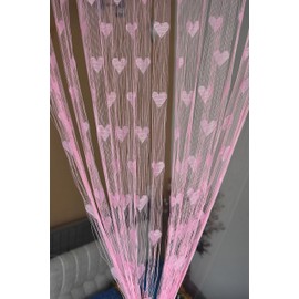 Homefab India Pink Heart Shape String Door Curtain (1 pc) - 7 feet