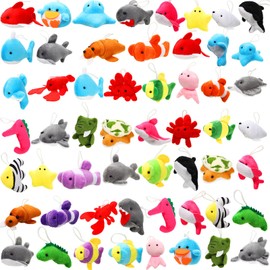 Zomiboo Pack of 55 Mini Ocean Plush Toys Sea Animals Stuffed Toy Party Bag Mini Cuddly Toys Under Sea Plush Keyring Gift for Bags Filler Classroom Price (Cute Style)