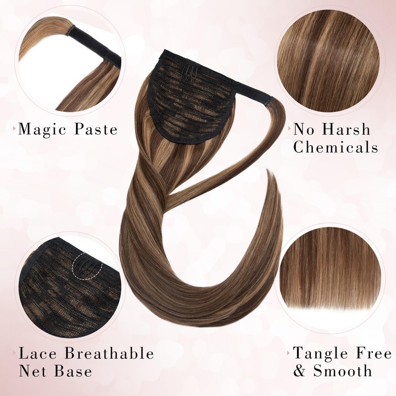 SEGO Pro Ponytail Extensions Human Hair Long Straight Ponytail Hair