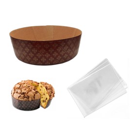 OPIROS Panettone Low Paper Baking Mould for Baking in the Oven and Yeast Dough Candy for Christmas (5 Moulds + 5 Envelopes, 750 g)