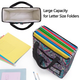 LoDrid Collapsible File Tote Bag with Handles, Portable File Organizer Box with 3 Built-in Boards for Letter Size Files, Document Storage Case for Office, Home, Travel, Totem, Bag Only, LD06002