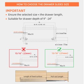 SIGOEI 12 15 18 21 24 Inch Bottom Mount Soft Close Drawer Slides - Full Extension Concealed Rails Track - 80 lb Load Capacity - 1 Pair (Soft Close with Bracket，24 Inch)