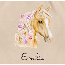 Geschenk mit Namen personalisiert by Shirtracer - Gym Bag Backpack - Horse Horses - Horse Head, 04 Natural White