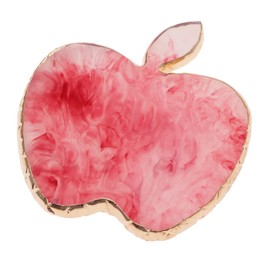 Minkissy 1pc Agate Resin Manicure Palette Gold Brim for Nail Art Mixing and Blending Lightweight Easy to Clean Pale Red Design for Professional and Use