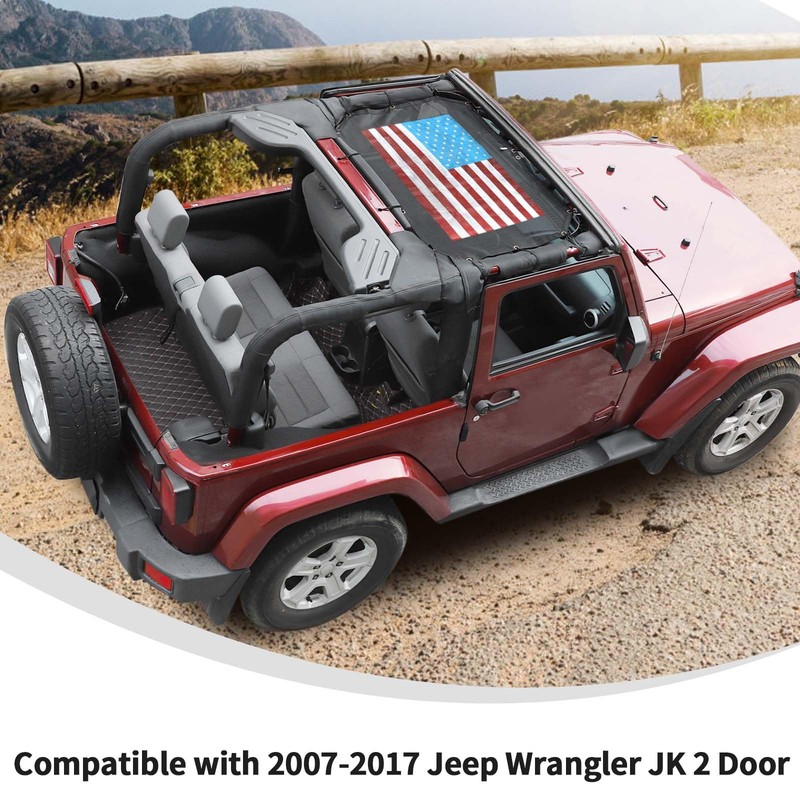 Linskip Mesh Sun Shade Top Compatible with 2007-2017 Jeep Wrangler