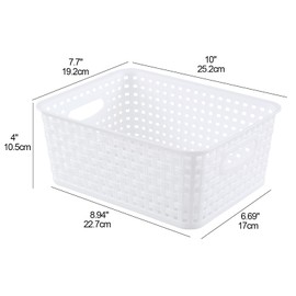 Nicesh 6-Pack Small Storage Baskets, Woven Plastic Basket, White