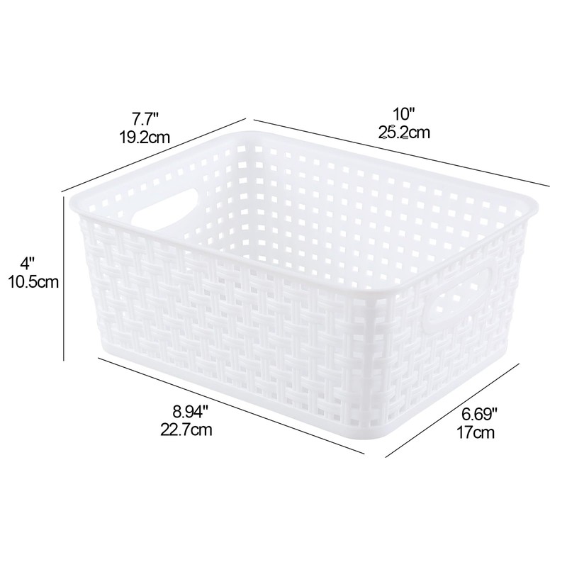 Nicesh 6-Pack Small Storage Baskets, Woven Plastic Basket, White