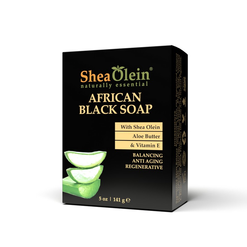 SheaOlein African Black Soap With Aloe Butter & Vitamin E,