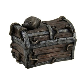 Veronese Resin Decorative Boxes Octopus Escape Decorative Deep Sea Treasure Chest Trinket Box 5 X 4 X 3 Inches Brown