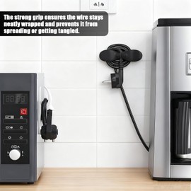 Paquete de 3 organizadores de cables para electrodomésticos de cocina – Envolturas de cable adhesivas para olla de presión, mezclador, licuadora, cafetera, freidora de aire y más (blanco)