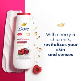 Dove Body Wash Revitalizante Cherry & Chia Milk 4 Count for Renewed, Healthy-Looking Skin Gentle Skin Cleanser with 24hr Renewing MicroMoisture 20 oz