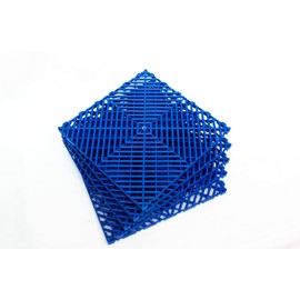 Boss Detail Interlocking Soft PVC Modular Garage Flooring Tile - 12"x12" | 5 Count - Pool Patio Floor, Ideal for Indoor and Outdoor Use, Interlocking Drainage Mats (Blue, 12 x 12)