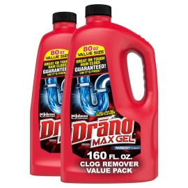 Drano Max Gel Drain Clog Remover 80 Fl Oz Pack Of 2 Fast Acting Safe For Pipes