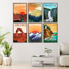 Offito 6 Pack Paint by Numbers Kit for Adults Beginners - 10x14 Inch National Park Adult Paint by Number Kits on Canvas, DIY Acrylic Oil Number Painting Kits for Adults, Perfect for Gift Home Decor