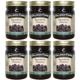 Dillman Farm All Natural Boysenberry Preserves, Gluten-Free, Non-GMO, Vegan, Kosher, Preservative Free, Corn Syrup Free - Made in USA, 16oz (Pack of 6)
