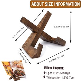 LxcshLjx 2Pcs Handmade Wooden Cookbook Holder, Cook Book Stand for Kitchen Counter, Picture Frame Stand, Recipe Book Holder, Plate Stand for Book, Craft Objects, Table Top Decorative Easels Display