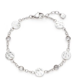 Leonardo Jewels Milou 022488 Bracelet Stainless Steel with Zirconia Stones Silver Plate 18.5-20 cm Anchor Chain Women's Jewellery 1 Piece, Stainless Steel, No Gemstone