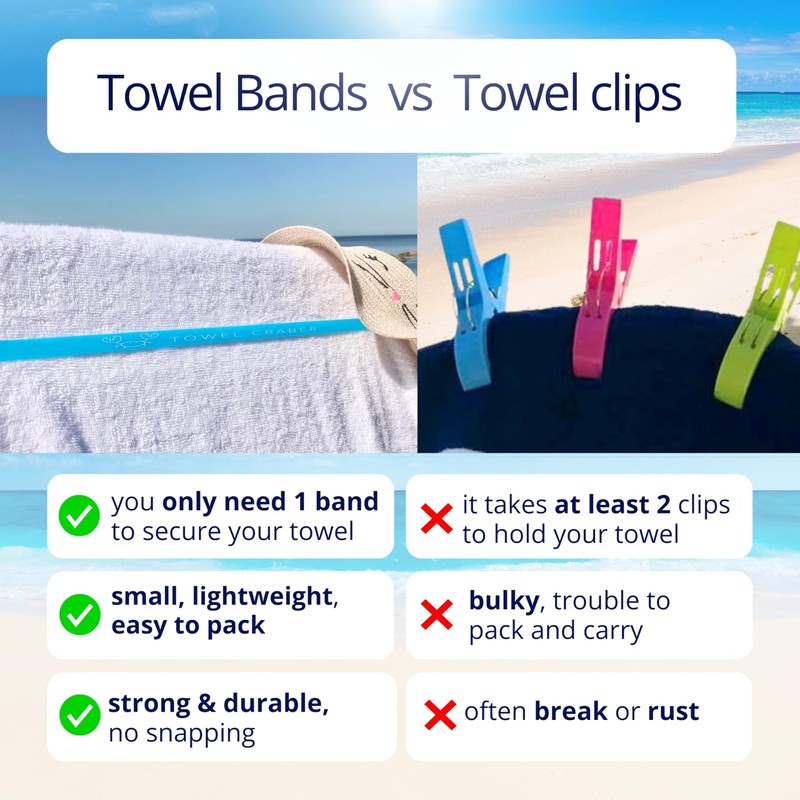 Towel Bands (6-Pack), Beach Pool & Cruise Chairs, Extra Durable,