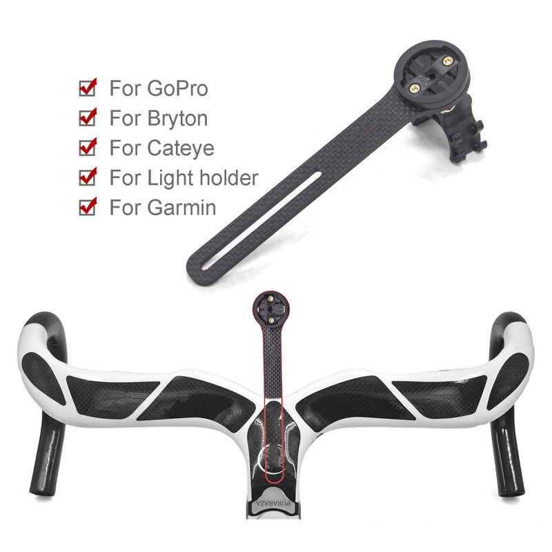 Carbon Fibre Integrated Bicycle Computer GPS Mount for Wahoo, Garmin,