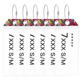 Yizhet 6 Pack of 6 Transparent Floral Flower Luggage Tags Waterproof with Metal Strap (19cm x 9cm)