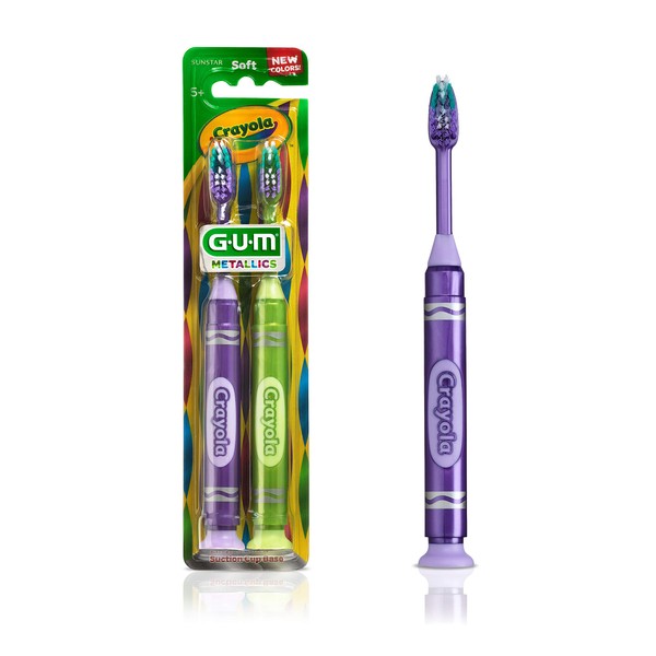 GUM - 10070942123393 Crayola Kids' Metallic Marker Toothbrush, Soft, Ages 5+, Assorted Colors, 2 Count (Pack of 6)