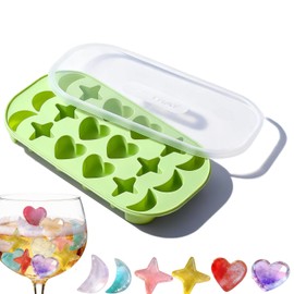 Fun - Bandeja para cubitos de hielo, 18 piezas (6 corazones, 6 estrellas, 6 lunas)
